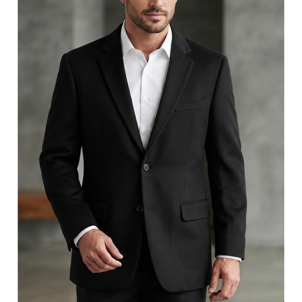 Tasso Elba Mens 100% Cashmere Blazer Jacket 50R Black 2 Button Pockets